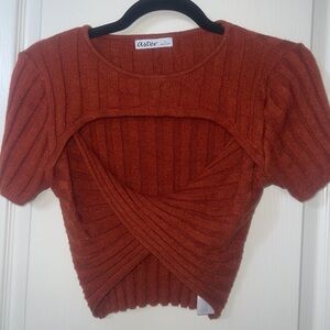 Never worn- Burnt Orange crop sweater with twist detail in front
